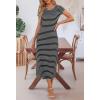 MEROKEETY Women’s 2026 Summer Casual Tshirt Dress Short Sleeve Crew Neck Beach Long Maxi Dresses(Striped Black)