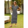 MEROKEETY Women’s 2026 Summer Casual Tshirt Dress Short Sleeve Crew Neck Beach Long Maxi Dresses(Striped Black)