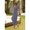 MEROKEETY Women’s 2026 Summer Casual Tshirt Dress Short Sleeve Crew Neck Beach Long Maxi Dresses(Striped Navy)