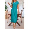 MEROKEETY Women’s 2026 Summer Casual Tshirt Dress Short Sleeve Crew Neck Beach Long Maxi Dresses(Teal)
