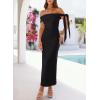 MEROKEETY Women’s 2026 Summer Off The Shoulder Dress Bodycon Wedding Guest Cocktail Formal Party Maxi Dresses(Black)