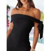 MEROKEETY Women’s 2026 Summer Off The Shoulder Dress Bodycon Wedding Guest Cocktail Formal Party Maxi Dresses(Black)
