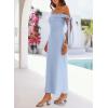 MEROKEETY Women’s 2026 Summer Off The Shoulder Dress Bodycon Wedding Guest Cocktail Formal Party Maxi Dresses(Blue)