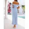 MEROKEETY Women’s 2026 Summer Off The Shoulder Dress Bodycon Wedding Guest Cocktail Formal Party Maxi Dresses(Blue)