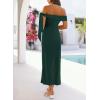 MEROKEETY Women’s 2026 Summer Off The Shoulder Dress Bodycon Wedding Guest Cocktail Formal Party Maxi Dresses(Darkgreen)