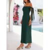 MEROKEETY Women’s 2026 Summer Off The Shoulder Dress Bodycon Wedding Guest Cocktail Formal Party Maxi Dresses(Darkgreen)