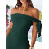 MEROKEETY Women’s 2026 Summer Off The Shoulder Dress Bodycon Wedding Guest Cocktail Formal Party Maxi Dresses(Darkgreen)