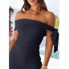 MEROKEETY Women’s 2026 Summer Off The Shoulder Dress Bodycon Wedding Guest Cocktail Formal Party Maxi Dresses(Navy)