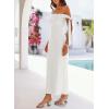 MEROKEETY Women’s 2026 Summer Off The Shoulder Dress Bodycon Wedding Guest Cocktail Formal Party Maxi Dresses(White)