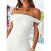 MEROKEETY Women’s 2026 Summer Off The Shoulder Dress Bodycon Wedding Guest Cocktail Formal Party Maxi Dresses(White)