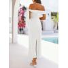 MEROKEETY Women’s 2026 Summer Off The Shoulder Dress Bodycon Wedding Guest Cocktail Formal Party Maxi Dresses(White)
