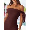 MEROKEETY Women’s 2026 Summer Off The Shoulder Dress Bodycon Wedding Guest Cocktail Formal Party Maxi Dresses(Winered)