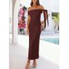 MEROKEETY Women’s 2026 Summer Off The Shoulder Dress Bodycon Wedding Guest Cocktail Formal Party Maxi Dresses(Winered)