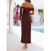 MEROKEETY Women’s 2026 Summer Off The Shoulder Dress Bodycon Wedding Guest Cocktail Formal Party Maxi Dresses(Winered)