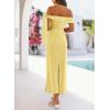 MEROKEETY Women’s 2026 Summer Off The Shoulder Dress Bodycon Wedding Guest Cocktail Formal Party Maxi Dresses(Yellow)