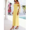 MEROKEETY Women’s 2026 Summer Off The Shoulder Dress Bodycon Wedding Guest Cocktail Formal Party Maxi Dresses(Yellow)