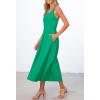 MEROKEETY Women’s 2026 Summer Sleeveless Midi Dress Square Neck Smocked Flowy A Line Beach Dresses(Green)
