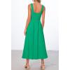 MEROKEETY Women’s 2026 Summer Sleeveless Midi Dress Square Neck Smocked Flowy A Line Beach Dresses(Green)
