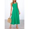 MEROKEETY Women’s 2026 Summer Sleeveless Midi Dress Square Neck Smocked Flowy A Line Beach Dresses(Green)