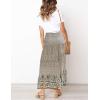 MEROKEETY Women’s Boho Floral Print Elastic High Waist Pleated A Line Maxi Skirt(Cream)
