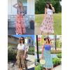 MEROKEETY Women’s Boho Floral Print Elastic High Waist Pleated A Line Maxi Skirt(Darkblue)