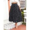 MEROKEETY Women’s Boho Floral Print Elastic High Waist Pleated A Line Maxi Skirt(Dotblack)