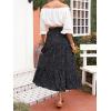 MEROKEETY Women’s Boho Floral Print Elastic High Waist Pleated A Line Maxi Skirt(Dotblack)