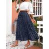 MEROKEETY Women’s Boho Floral Print Elastic High Waist Pleated A Line Maxi Skirt(Dotnavy)