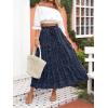 MEROKEETY Women’s Boho Floral Print Elastic High Waist Pleated A Line Maxi Skirt(Dotnavy)
