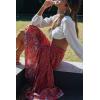 MEROKEETY Women’s Boho Floral Print Elastic High Waist Pleated A Line Maxi Skirt(Redfloral)