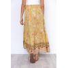 MEROKEETY Women’s Boho Floral Print Elastic High Waist Pleated A Line Maxi Skirt(Yellow)