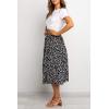 MEROKEETY Women’s Boho Leopard Print Skirt Pleated A-Line Swing Midi Skirts(01-black)