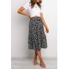 MEROKEETY Women’s Boho Leopard Print Skirt Pleated A-Line Swing Midi Skirts(01-black)