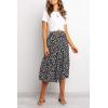 MEROKEETY Women’s Boho Leopard Print Skirt Pleated A-Line Swing Midi Skirts(01-black)