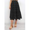 MEROKEETY Women’s Boho Leopard Print Skirt Pleated A-Line Swing Midi Skirts(02-black)