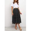 MEROKEETY Women’s Boho Leopard Print Skirt Pleated A-Line Swing Midi Skirts(02-black)