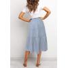 MEROKEETY Women’s Boho Leopard Print Skirt Pleated A-Line Swing Midi Skirts(02-blue)