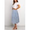 MEROKEETY Women’s Boho Leopard Print Skirt Pleated A-Line Swing Midi Skirts(02-blue)