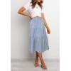 MEROKEETY Women’s Boho Leopard Print Skirt Pleated A-Line Swing Midi Skirts(02-blue)