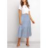 MEROKEETY Women’s Boho Leopard Print Skirt Pleated A-Line Swing Midi Skirts(02-blue)