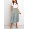 MEROKEETY Women’s Boho Leopard Print Skirt Pleated A-Line Swing Midi Skirts(02-lightgreen)