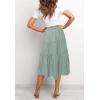 MEROKEETY Women’s Boho Leopard Print Skirt Pleated A-Line Swing Midi Skirts(02-lightgreen)