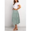 MEROKEETY Women’s Boho Leopard Print Skirt Pleated A-Line Swing Midi Skirts(02-lightgreen)