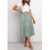 MEROKEETY Women’s Boho Leopard Print Skirt Pleated A-Line Swing Midi Skirts(02-lightgreen)