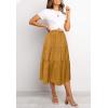 MEROKEETY Women’s Boho Leopard Print Skirt Pleated A-Line Swing Midi Skirts(02-yellow)