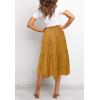 MEROKEETY Women’s Boho Leopard Print Skirt Pleated A-Line Swing Midi Skirts(02-yellow)
