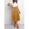 MEROKEETY Women’s Boho Leopard Print Skirt Pleated A-Line Swing Midi Skirts(02-yellow)