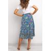 MEROKEETY Women’s Boho Leopard Print Skirt Pleated A-Line Swing Midi Skirts(03-green)