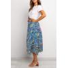 MEROKEETY Women’s Boho Leopard Print Skirt Pleated A-Line Swing Midi Skirts(03-green)