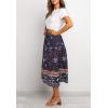 MEROKEETY Women’s Boho Leopard Print Skirt Pleated A-Line Swing Midi Skirts(03-navy)